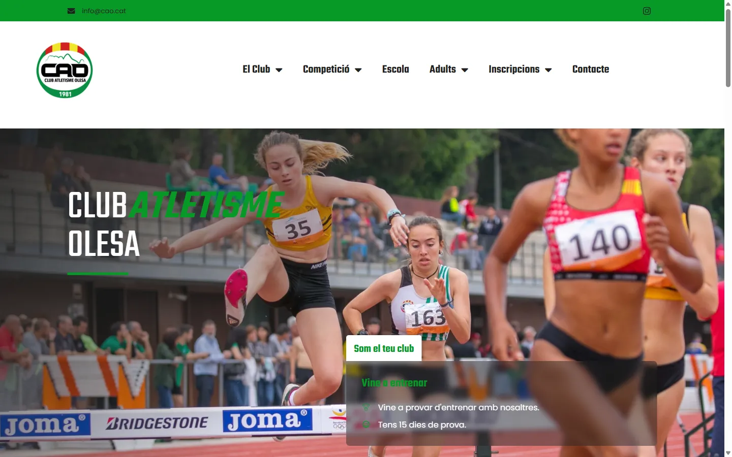 Web de Club Atletisme Olesa diseñada por Olea Creative Studio