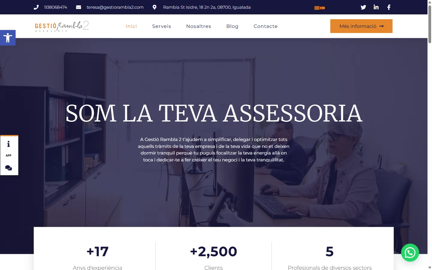 Web de Gestió Rambla 2 diseñada por Olea Creative Studio