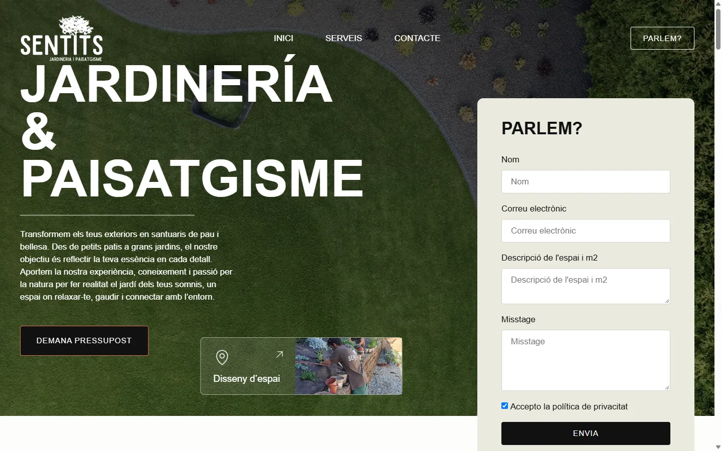 Web de Sentits diseñada por Olea Creative Studio